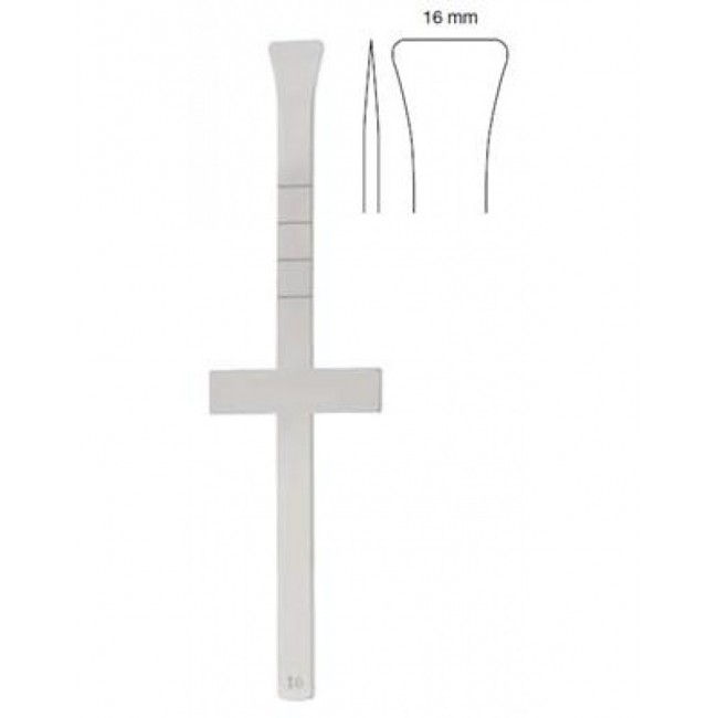 Cottle Chisel,Cross Bar,16 mm Fishtail Shaped End, Laser Graduated With Hollow Cut, 18 cm, Cottle Chisel,Cross Bar,16 mm Fishtail Shaped End, Laser Graduated With Hollow Cut, 18 cm,
