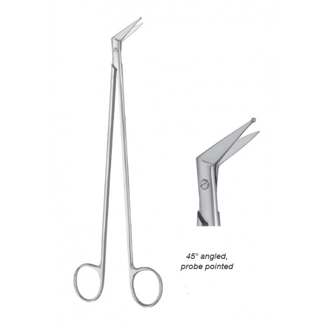 Mills Scissor,Angled 45,Probe Pointed, 21 cm Mills Scissor,Angled 45,Probe Pointed, 21 cm