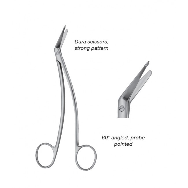 Dura Scissor , Schmieden-Taylor Strong Pattern,Angled 60,Probe Pointed, 17 cm Dura Scissor , Schmieden-Taylor Strong Pattern,Angled 60,Probe Pointed, 17 cm