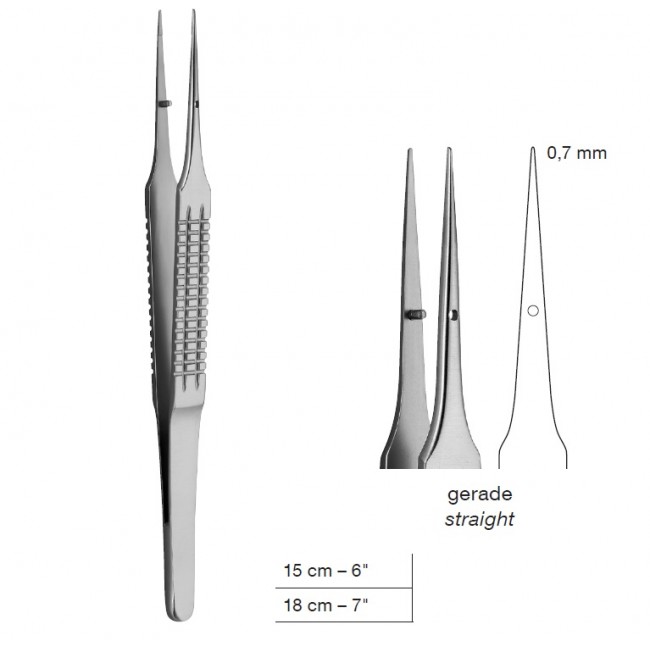 Dissecting Micro Forceps, Smooth, Straight, Point 0.7 mm