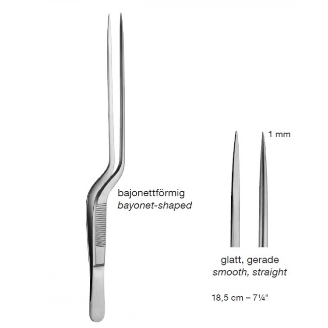 Bayonet-Shaped ,Dissecting Micro Forceps,Straight,Smooth, 18.5 cm