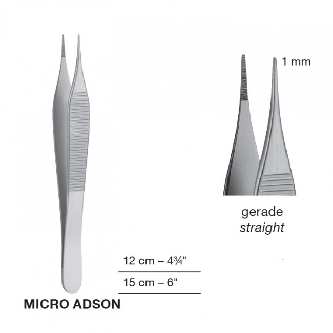 Micro Adson Delicate Dissecting Forceps,Straight, Point 1 mm