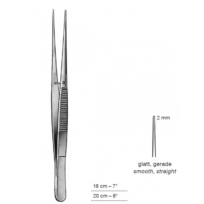 Delicate Dissecting Forceps, Smooth, 2 mm